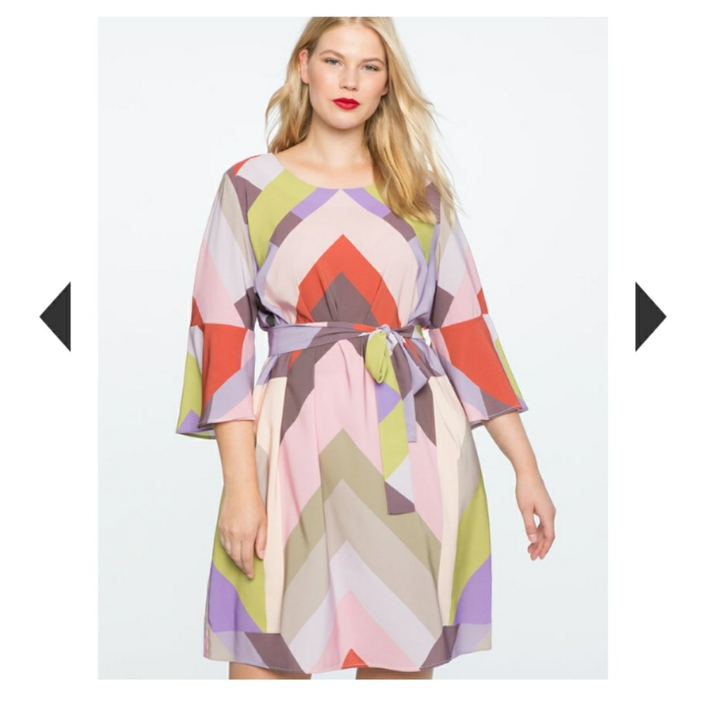 Printed Flared Sleeve Dress - Sweet Stripes